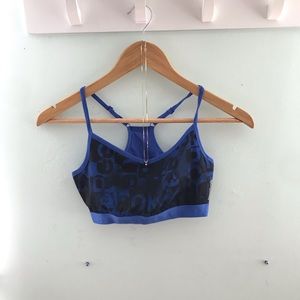 Blue and black Reebok sports bra
